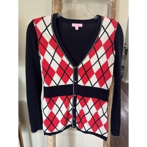 Women's Lilly Pulitzer Cody Matinee Argyle Vintage  sweater size small